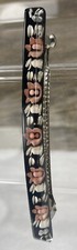 Vintage Reverse Carved Lucite 4  Barrette Purple Pink Flowers Black Background