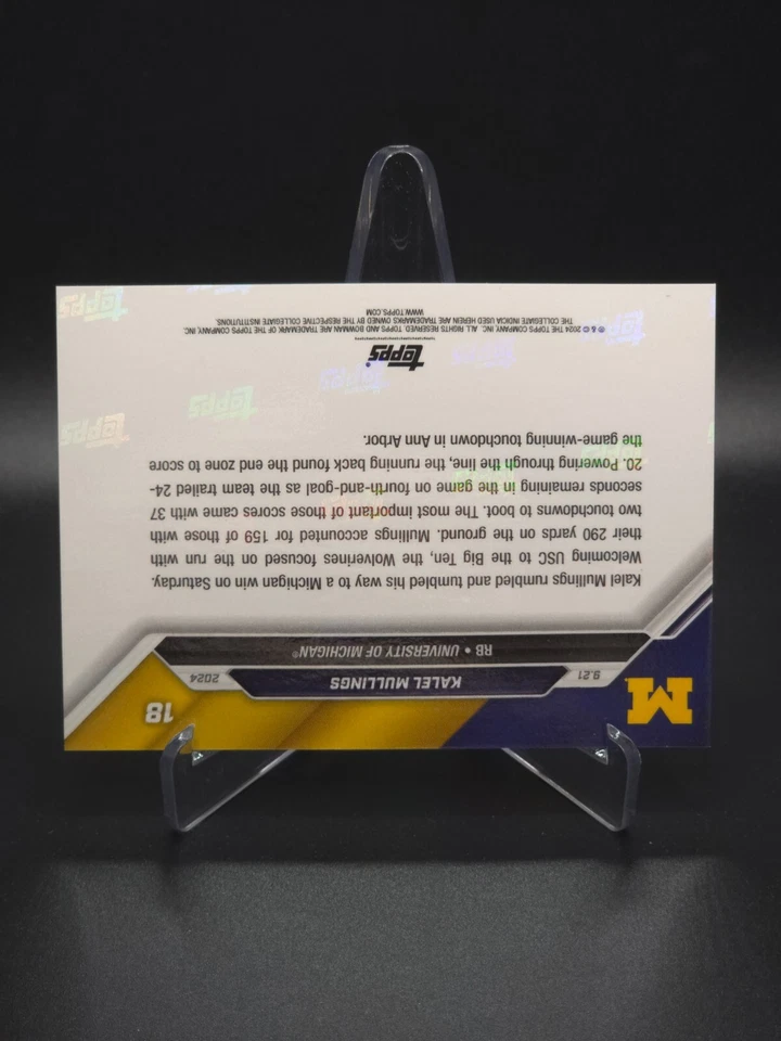 CAREER DAY v USC Kalel Mullins 2024 Bowman U Now Michigan #18 Purple #10/25 - Image 4 of 4