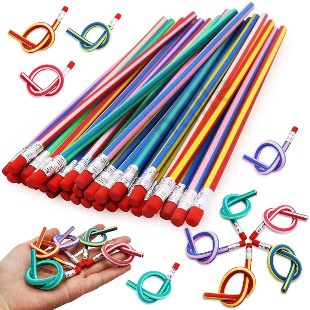 Rubber Pencils Toy Pencils Flexible Bendy Pencils Magic Soft Pencil With Eraser