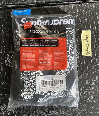 Supreme Hanes Bandana Boxer Briefs Black Size M Medium Men's 2