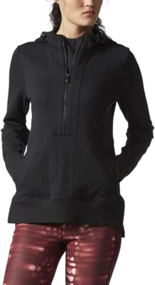 NWT Adidas Womens Athletics Herringbone Half-Zip Hoodie Black Size 2XL $70  BB327