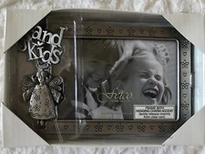 New Metal Photo Frame “Grand Kids”, Holds 4” x 6” Photo, Freestanding