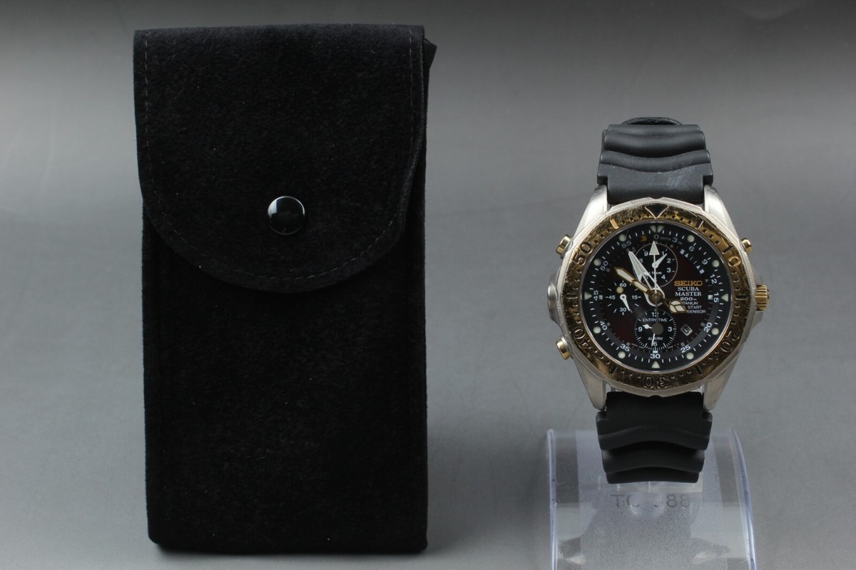 w/ Case [Exc+5] SEIKO Scuba Master 7K52-6A00 Black Dial 200M