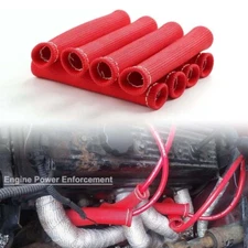 8PCS 2500° Spark Plug Wire Boots Heat Shield Protector Sleeve Cover For SBC BBC