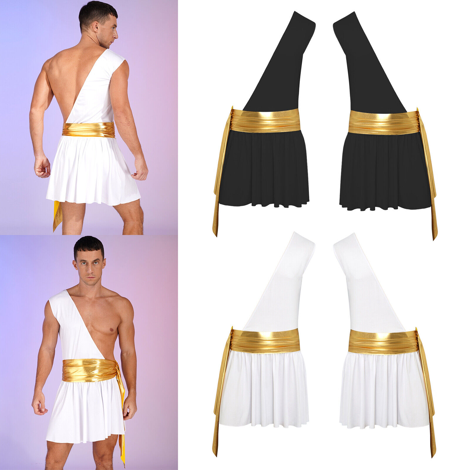 Men's One Shoulder Ancient Greek God Lingerie Knight Warrior Costume ...