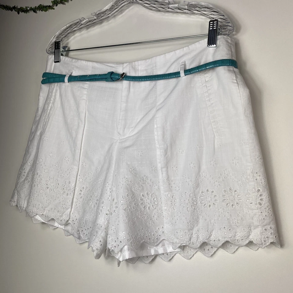 Bermuda feminina cremieux com cinto ilhós branca tamanho 12 - Imagem 4 de 4