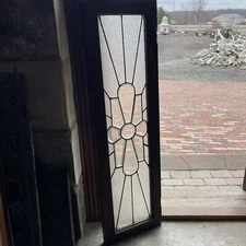 SG 4356 antique beveled and textured glass transom window 13.75 x 48