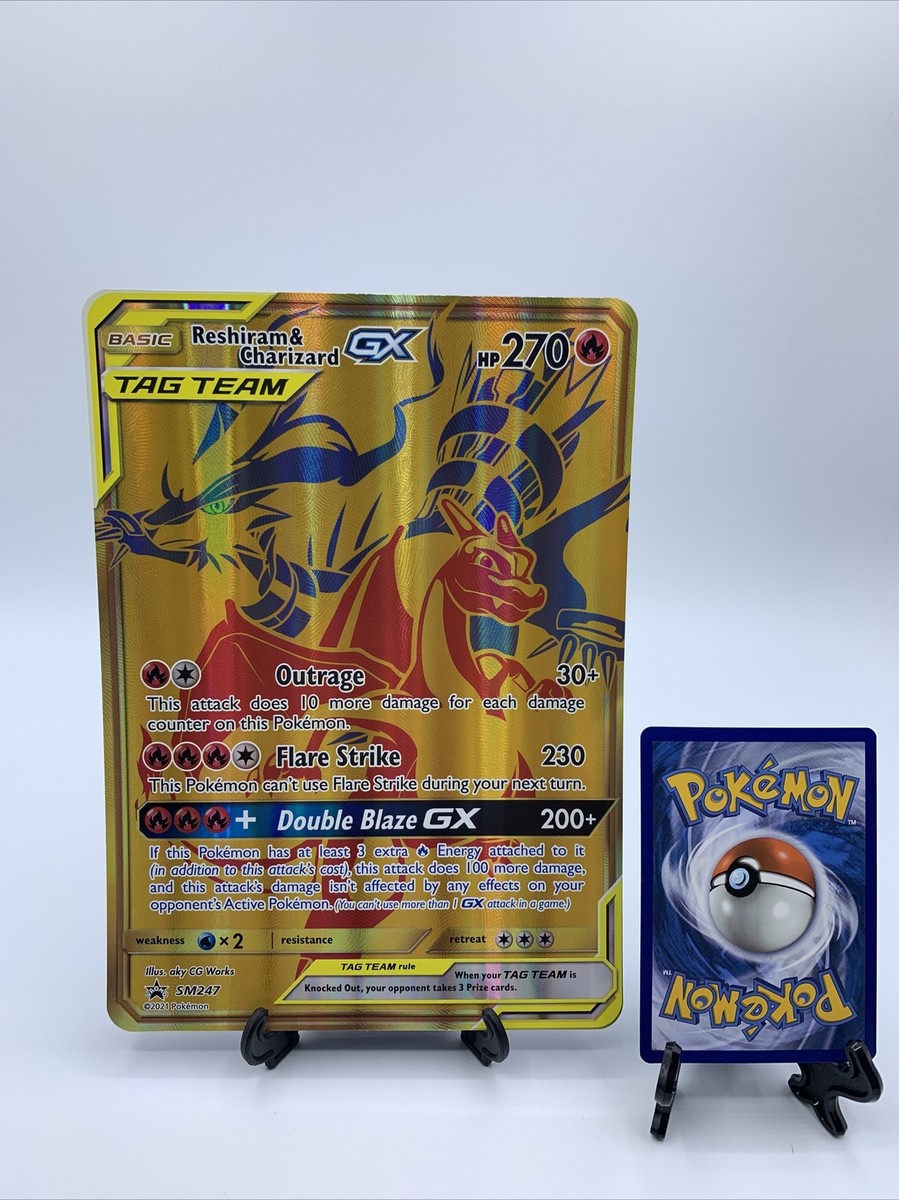 Pokemon Reshiram & Charizard GX Tag Team Gold Promo SM247