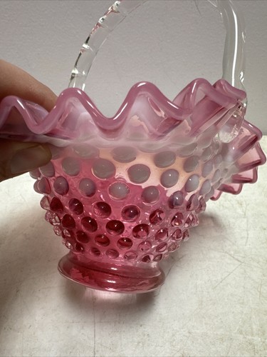 "Cesta opalescente de arándano Hobnail vintage de 8" - Imagen 15 de 15