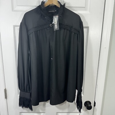Jawbreaker Gothic Steampunk Style Men s Blouse With Lace Trim NWT