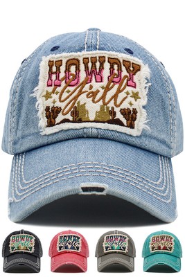 KBETHOS Women Howdy Ya'll Cotton Washed Adjustable Embroidered Baseball Cap
