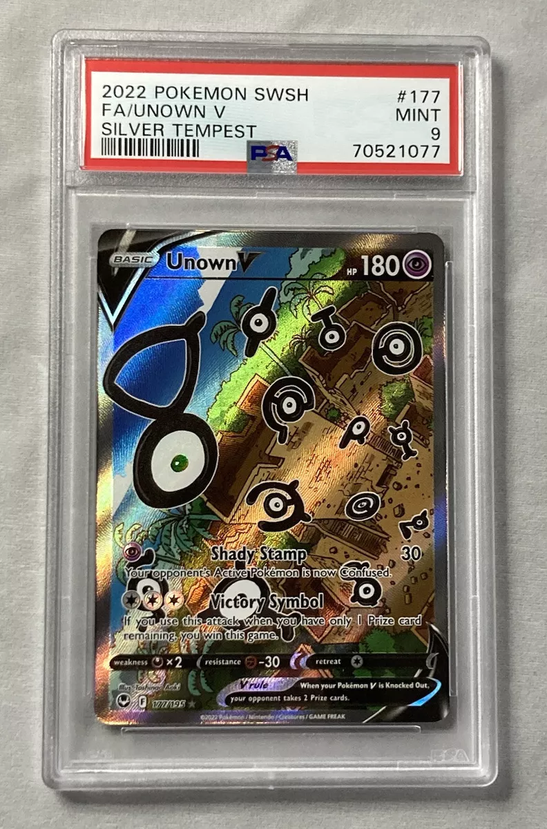 2022 Pokemon Full Art Unown V Silver Tempest PSA 9