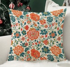 Boho Flower Throw Pillow Cover Floral Pillow Square Couch Pillow 17  New