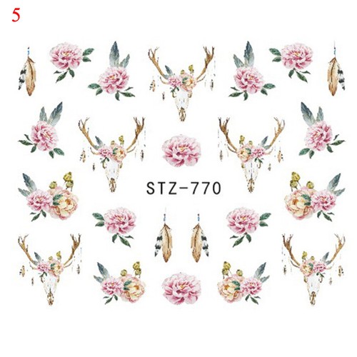 Retro Nail Art Stickers Popular Manicure Accessory Floral Design Decals Past ε - Picture 17 of 25
