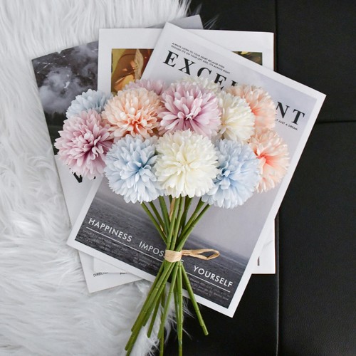 12pcs Multicolor Fake Flowers Artificial Chrysanthemum Ball Silk Flowers Silk... - Picture 6 of 9