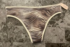 NWT VICTORIA'S SECRET FABULOUS M TAUPE ZEBRA SMOOTH VINTAGE RARE THONG PANTIES