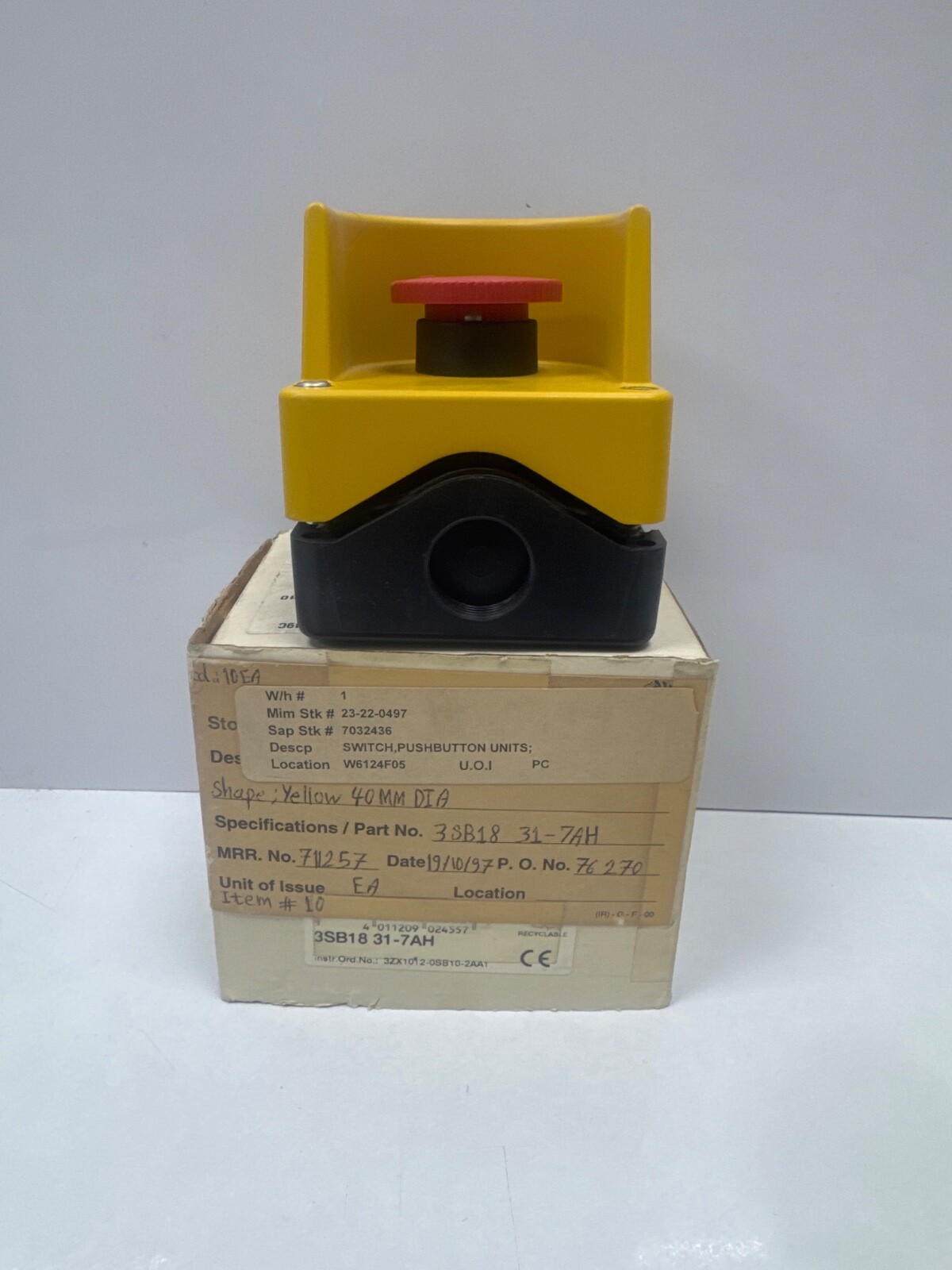 Siemens 3SB1831-7AH Encapsulated Pressure Switch