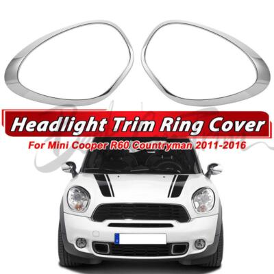 Pair Headlight Lamp Bezel Trim For 11-16 Mini Cooper Countryman