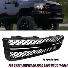 Grille Assembly For 2011-14 Silverado 2500hd 3500 Hd Gloss Black Frame Surround