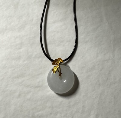 18K Gold Natural Burmese A-Grade Ice Jade ping an buckle Pendant NIB free ship