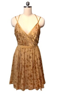 green emerald velvet dress Gold Long Sleeve Polka-Dot Dress S main image 0