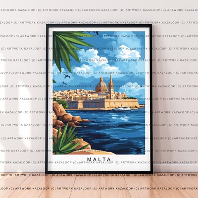 Historische Stadt Malta ungerahmter Druck Architektur Illustration Kunst Wandposter