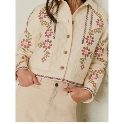 Lacroix Christian 花柄テーラードジャケット訳あり LACROIX CHRISTIAN Cream eBay | Embroidery Floral with Jacket Quilted ジャケット・アウター