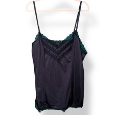 Vintage Black Satin and Lace Camisole Top