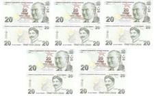 Turkey - 5 pcs х 20 Lirasi 2009 ( 2025 ) UNC P. 224h - serie H Lemberg-Zp