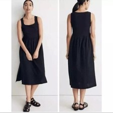 Madewell black knit tank midi dress cotton gauze sz XS