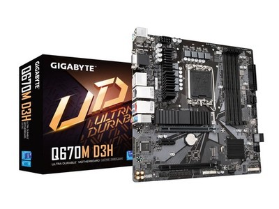 GIGABYTE Q670M D3H Motherboard LGA1700 M-ATX DDR5 PCIe 4 USB-C Multicolor