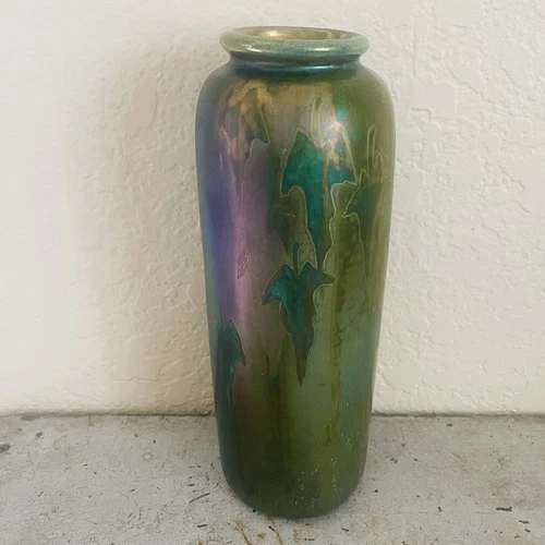 Antique Weller JACQUES SICARD Art Nouveau Iridescent Luster Vase~10”