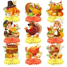 9Pcs Thanksgiving Table Centerpieces Fall Thanksgiving Party Decorations Turk...