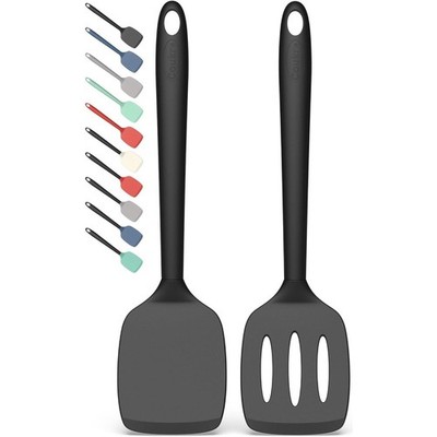 Silicone Spatula Set of 2 High Heat Resistant BPA Free Solid and Slotted Turner