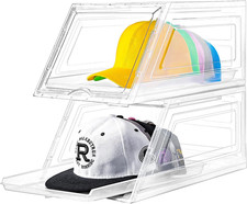 2 Pack Hat Organizer for Baseball Caps,Large Clear Cap Organizer with Drawer,Hat