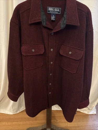 Maroon 100% Wool Moose Creek Shirt Jacket Size L New W/out Tags video thumbnail