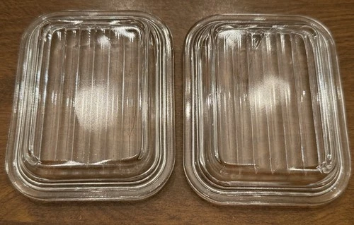 Set Of 2 Vintage Pyrex 501-C Glass Lid Dish Covers LIDS ONLY