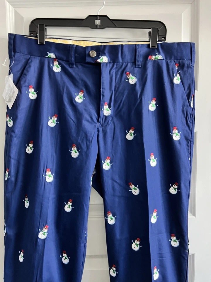 Pantalones de Golf Loudmouth Muñeco de Nieve Invierno Navidad Festivo Vacaciones 38x29 Azul LMX Nuevos Foto 2 de 4