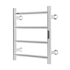 4-Bar Heated Towel Rack 30x24in Wall Mounted Silver  Adjustable for Bath