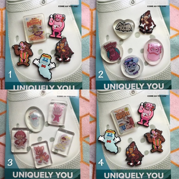 Crocs Handmade jibbitz 5pc Count Chocula Boo FrankenBerry Cereal