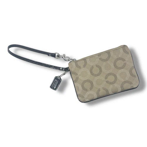 Coach Ashley piccolo braccialetto op art a pois argento cachi mogano n. F49460