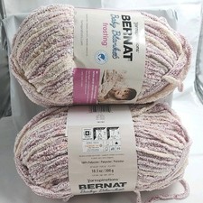 2 BERNAT BABY BLANKET YARN FROSTING VERY BERRY Pink Yellow - LOT