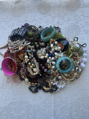 Lot of 80’s Fashion Jewelry 4 lbs. Necklaces, Bracelets, and Brooches
