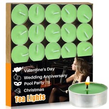 25pcs Green Tea Lights Candles Set Mini Votive Cotton Wick Home Decor Wax