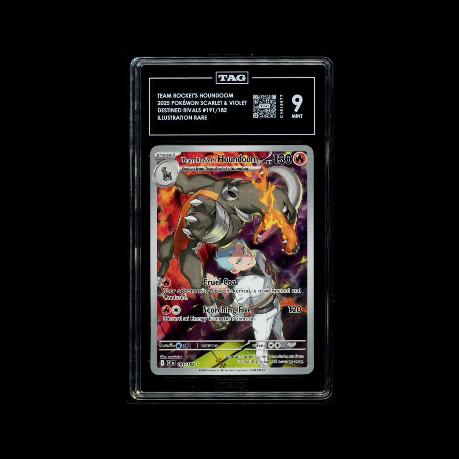 Team Rockets Houndoom Illustration Card 191/182 Sv10: Destined Rivals Tag 9