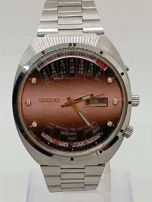 ORIENT Multi Year Calendar Automatic Brown Gradient Watch Wrist 18cm From Japan