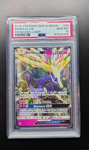PSA 10 GEM MINT Xerneas GX Forbidden Light Holo Rare 2018 Pokemon 90/131
