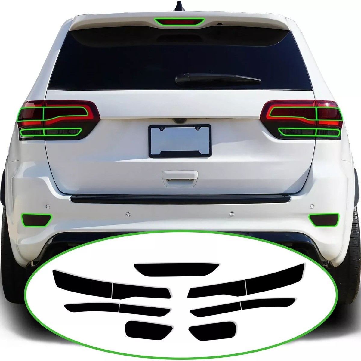 For 2014-2021 Jeep Grand Cherokee Tail Reflector Lights Overlay 
