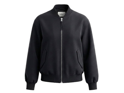 Wilfred Aritzia Numbers Bomber Jacket Women's Large Black Full Zip Long Sleeve