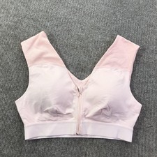 Tommie Copper Sports Bra Womens Medium Pink Front Zip Compression Mesh Back